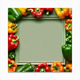 Colorful Peppers In A Frame 14 Canvas Print