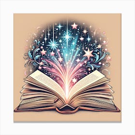 Open Book With Stars 1 Canvas Print