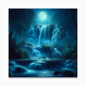 Waterfall At Night 11 Canvas Print