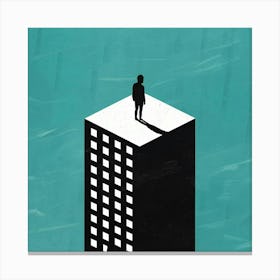 Man On Top Of Building Canvas Print