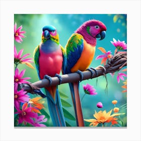 Colorful Parrots Canvas Print