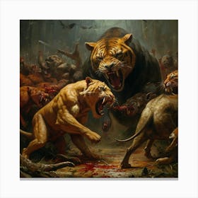 Tiger Fight 3 Canvas Print