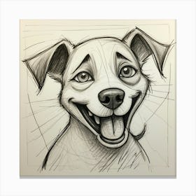 Happy Dog Drawing Canvas Print