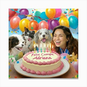 Birthday Party With Dogs Canvas Print