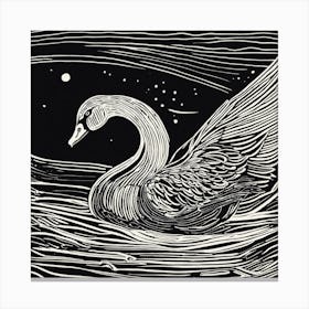 Swan In The Night Canvas Print