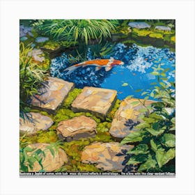 Summer Zen Japanese Garden Series In Style Of David Hockney 2 Canvas Print