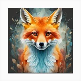 Red Fox , watercolor Canvas Print