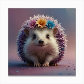 Hedgehog With Flowers Canvas Print