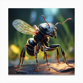 Tiny Ant On Back Legs Looking At Camera Studio Canvas Print