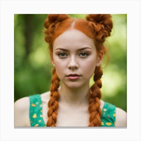 Red Haired Girl , "Whimsical Wall Art: Pippi Longstocking's Eccentric Hairstyle Inspires a Playful Masterpiece" Canvas Print