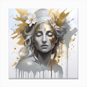 Gold Splatter Painting goddess Canvas Print