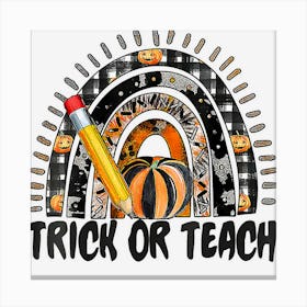 Trick Or Teach Leopard Rainbow Halloween Teacher Costumes Canvas Print