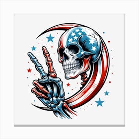 American Flag Skull Canvas Print