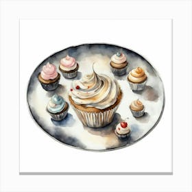 Cupcakes On A Plate Canvas Print