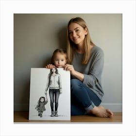 Portrait Of A Mother And Daughter Canvas Print