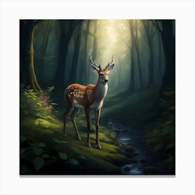 Forest Deer's Refreshment Canvas Print