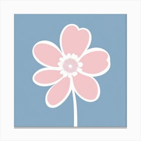 A White And Pink Flower In Minimalist Style Square Composition 128 Canvas Print