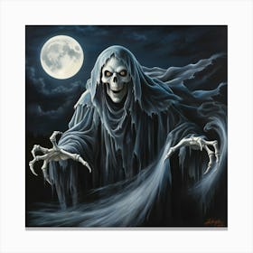 Skeleton In The Moonlight Canvas Print