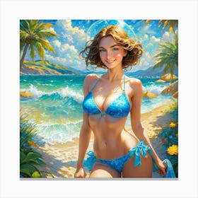 Girl On The Beachfsef Canvas Print