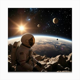 Astronaut watching the Earth Canvas Print