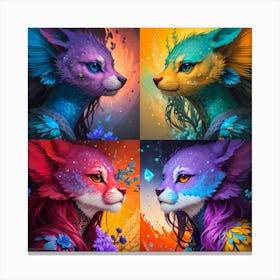 Four Foxes 1 Canvas Print