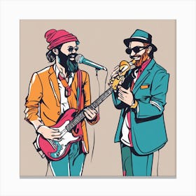 Two Musicians Playing Music Canvas Print