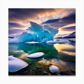 Icebergs At Sunset 20 Canvas Print