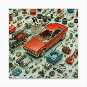 Car Full Of Parts Tile Canvas Print