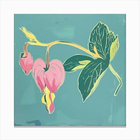 Bleeding Heart Square Flower Illustration Canvas Print