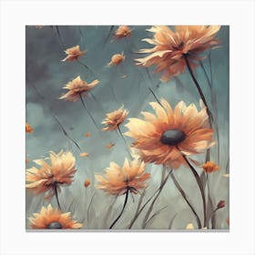 Flowers In The Wind Art Print Canvas Print