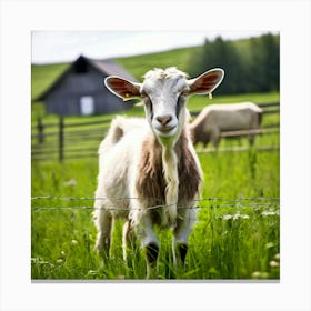 Grass Ecology Pasture Cattle Farmer Tour Tourism Country Rural Green Goat Farm Eco White (10) Canvas Print