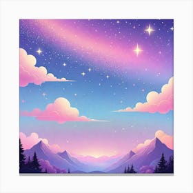 Sky With Twinkling Stars In Pastel Colors Square Composition 201 Canvas Print