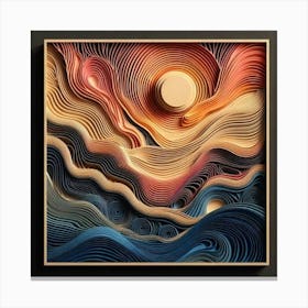 Abstract 3d Paper Art sunset Canvas Print