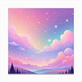 Sky With Twinkling Stars In Pastel Colors Square Composition 131 Canvas Print