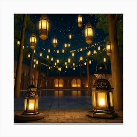 Lanterns At Night Canvas Print