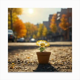 A Micro Tiny Clay Pot Full Of Dirt With A Beautifu (3) Canvas Print