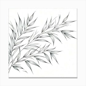 Line Art bamboo leaves 2 Canvas Print