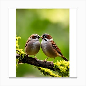 Sparrows Kissing Canvas Print