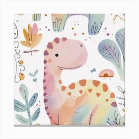 Cute Muted Pastel Maiasaura Dinosaur  1 Canvas Print