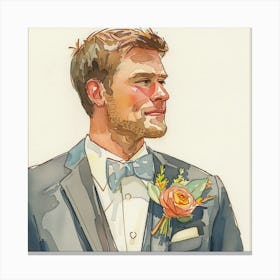 Watercolor Grooms Boutonniere 17 Canvas Print