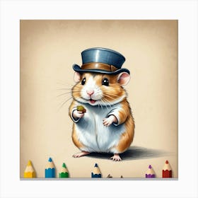 Hamster In Top Hat 13 Canvas Print