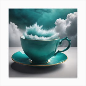 Tea Cup With Clouds Canvas Print