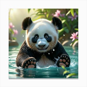 Leonardo Phoenix 10 A Serene Panda Is Practicing Its Swimming 3 Canvas Print