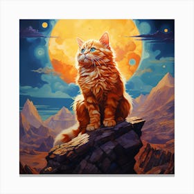 Cat On A Rock 1 Canvas Print