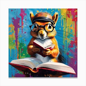 Squirrel Reading A Book 1 Canvas Print