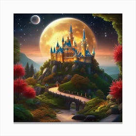 Disney Castle At Night 1 Canvas Print