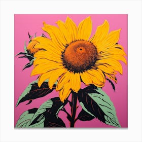 Sunflower 4 Pop Art Illustration Square Canvas Print