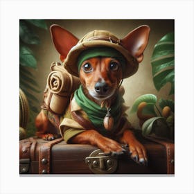 Terrier dressed as a jungle explorer Canvas Print