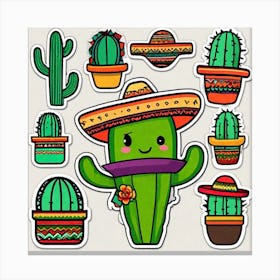 Cactus Stickers 4 Canvas Print