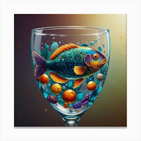 Fish In A Wine Glass Canvas Print